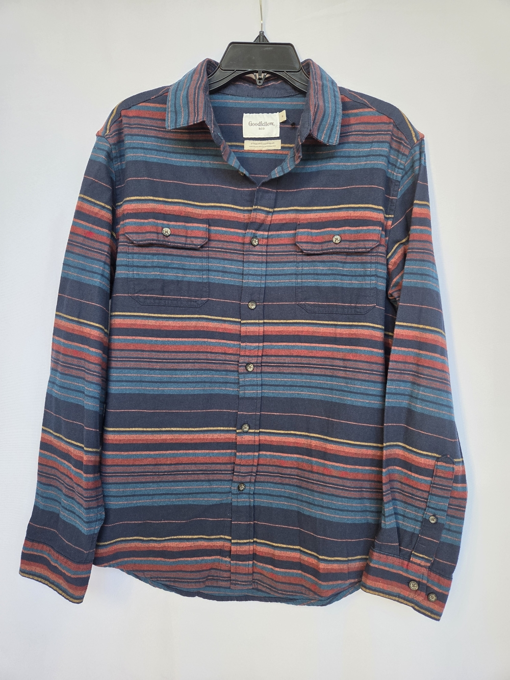 Goodfellow & Co Navy Multicolor Striped Button-Down Shirt